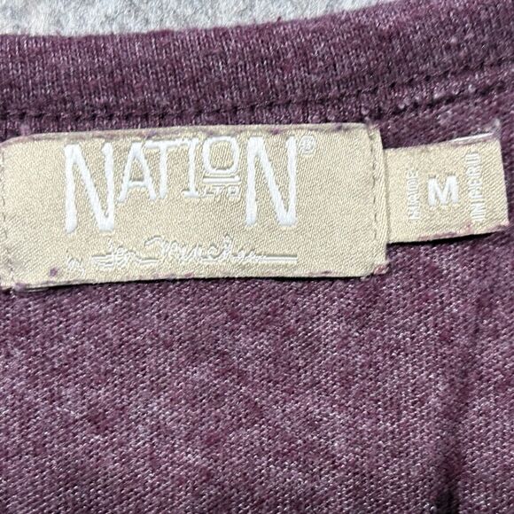 Nation LTD Womens Purple Crew Long Sleeve Pullover Cropped Shirt Top Sz M - Picture 7 of 9